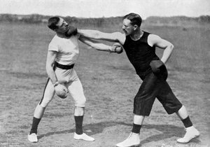 El arte del boxeo, el golpe bajo la barbilla, Aldershot, Hampshire, 1896
