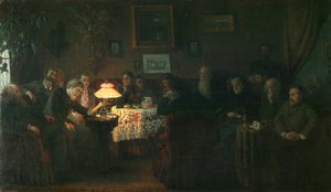 La lectura de la novela La sonata a Kreutzer en la casa de León Tolstói, 1889