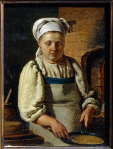 Cocinero - Peinture Grigori Karpovich Mikhaylov (1814-1867) - 1835 - Óleo sobre lienzo - 21x15,8 - Museo Estatal de Historia y Arquitectura Kremlin de Novgorod, Novgorod de Grigori Karpovich Mikhaylov