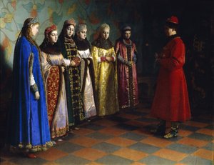 El zar Alexei Mikhailovich eligiendo una novia, 1882 de Grigori Semenovich Sedov
