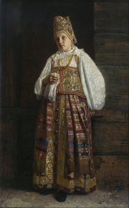 Mujer de Kursk con ropa tradicional rusa, 1871 de Grigori Semenovich Sedov