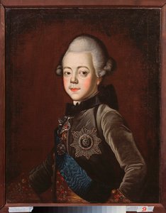 Retrato del Gran Duque Pavel Petrovich (1754-1801) de niño (Zar Pablo I de Rusia). Pintura de Grigori Serdyukov (1744-1785), óleo sobre lienzo