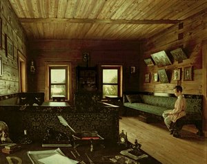 El Estudio en la Casa de Nikolai Milyukov en Ostrovky, 1844 de Grigori Vasilievich Soroka