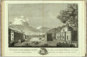 Vista del río Fontanka desde el Grotto Libro para el 50 aniversario de la fundación de San Petersburgo, 1753 de Grigory Anikeevich Kachalov