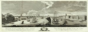 Vista del Neva río abajo entre el Palacio de Invierno y la Academia de Ciencias Libro para el 50 aniversario de San Petersburgo, 1753 de Grigory Anikeevich Kachalov