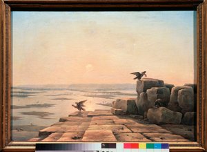 Las inundaciones del Nilo (Egipto) - Desbordamiento del Nilo - Pintura de Grigori Grigorievich Tchernetsov (Chernetsov) (1802-1865), óleo sobre lienzo de Grigory Tchernezov