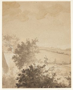 Paisaje con árboles y casa de campesino de Grubbe Møller