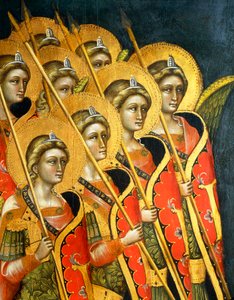 Banda armada de ángeles, por Guariento (activo 1338-1367 o 1370) (detalle) de Guariento di Arpo