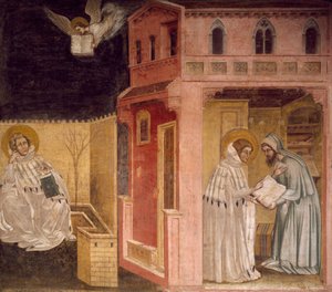 Visión de San Agustín, escena de Historias de San Felipe y San Agustín de Guariento di Arpo