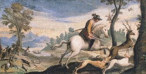 Caza de ciervos y jabalíes de Guercino