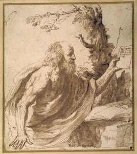 Un santo leyendo en el desierto de Guercino