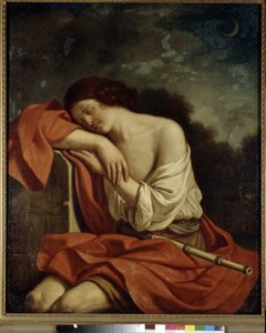 Endimión durmiente. Pintura de Giovanni Francesco Barbieri conocido como Guercino o Le Guerchin (1591-1666), óleo sobre lienzo. arte italiano