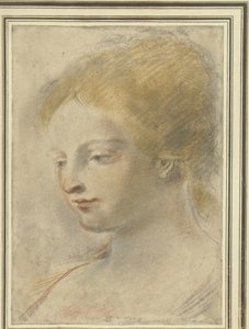 Cabeza de una mujer joven, con la mirada baja de Guercino