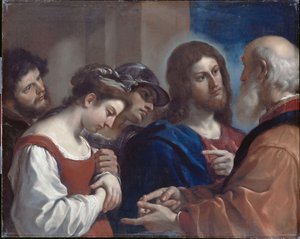 La mujer sorprendida en adulterio de Guercino