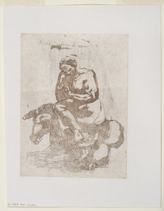 Acidia vestita di nero - Pereza sentada en un asno, c.1793 (impreso en aguafuerte y aguatinta)