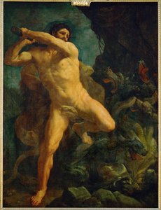 Hércules mata a la Hidra de Lerna...