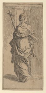 Chica llevando un crucifijo y avanzando hacia un pilar, vista desde atrás, ca. 1590-1600 de Guido Reni