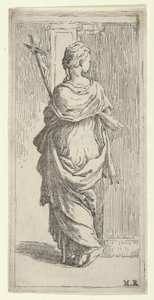 Chica llevando un crucifijo y avanzando hacia un pilar, vista desde atrás, ca. 1590-1600 de Guido Reni