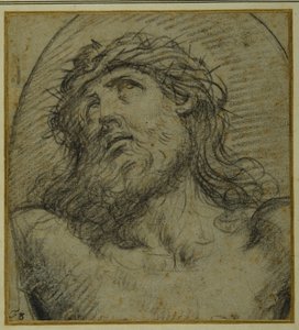Cabeza y hombros de Cristo crucificado vivo de Guido Reni