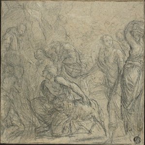 Estudio para San Benito Recibiendo Regalos de los Campesinos de Guido Reni