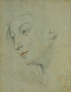 La Cabeza de una Mujer Mirando Hacia Abajo a la Izquierda de Guido Reni