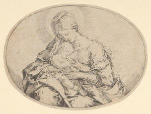 La Virgen sosteniendo al niño Cristo, una composición ovalada, ca. 1600-1640