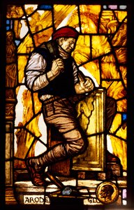 Panel de una ventana que representa a un cantero de Guido Zuccaro