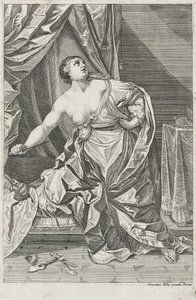 Muerte de Lucrecia, c. 1700-50 posiblemente Antonio Billy de Guido after Reni