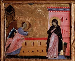La Anunciación (detalle de la predela) de Guido da Siena