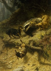 Teckel en un Tejón, 1882 de Guido von Maffei