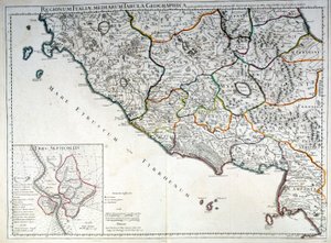 Mapa histórico de la región italiana donde vivieron los etruscos después del Atlas de G. Delysle de Guillaume (after) Delisle