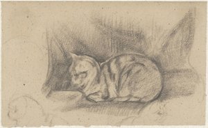 Gato reclinado a la izquierda de Guillaume Anne van der Brugghen