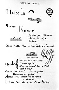 Caligrama (rebus) de Guillaume Apollinaire (1880-1918): Ven de Dieuze de Guillaume Apollinaire