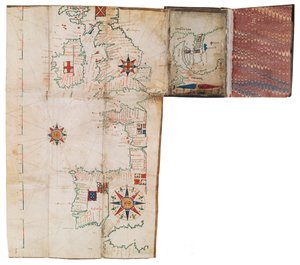 Atlas de bolsillo y almanaque náutico, c.1546 (vitela) de Guillaume Brouscon