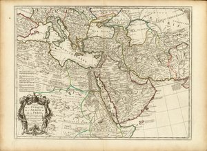 Mapa de 1701 de Guillaume Delisle de los Imperios Otomano y Persa (recortado) de Guillaume Delisle