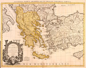 Albania, gran parte de Grecia (excepto el noreste), gran parte de la República de Macedonia (excepto el norte) de Guillaume Delisle
