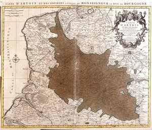 Mapa de Artois (Pas de Calais, Francia) (grabado)