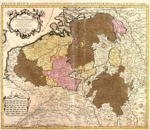 Mapa de los Países Bajos Católicos (Bélgica y Luxemburgo) (grabado) de Guillaume Delisle