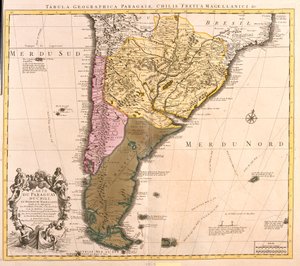 Mapa de Paraguay, Chile y Tierra de Magallanes (Argentina)