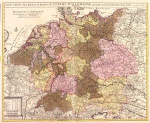 Mapa de caminos y postas de Alemania (grabado)