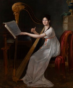 Retrato de Adèle Papin tocando el arpa