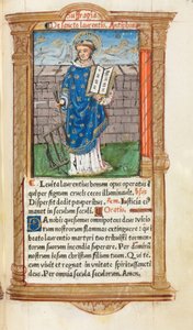 Libro de Horas Impreso (Uso de Roma): fol. 101r, San Lorenzo de Guillaume Le Rouge