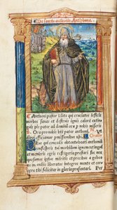 Libro de Horas Impreso (Uso de Roma): fol. 104v, San Antonio Abad de Guillaume Le Rouge