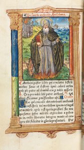 Libro de Horas Impreso (Uso de Roma): fol. 104v, San Antonio Abad de Guillaume Le Rouge