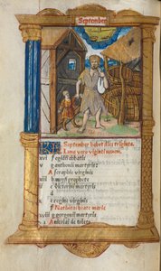 Libro de horas impreso (uso de Roma): fol. 10v, ilustración del calendario de septiembre de Guillaume Le Rouge