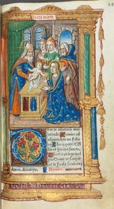 Libro de Horas Impreso (Uso de Roma): fol. 40r, Presentación en el Templo de Guillaume Le Rouge