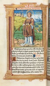 Libro de Horas impreso Uso de Roma: fol. 100v, San Esteban, 1510