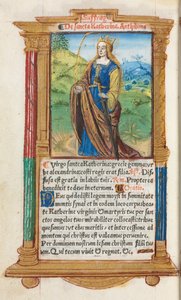 Libro de Horas Impreso Uso de Roma: fol. 109v, Santa Catalina, 1510 de Guillaume Le Rouge