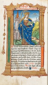 Libro de horas impreso Uso de Roma: fol. 110v, Santa Bárbara, 1510 de Guillaume Le Rouge