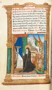 Libro de Horas impreso Uso de Roma: fol. 84v, Monja dominicana en oración de Guillaume Le Rouge